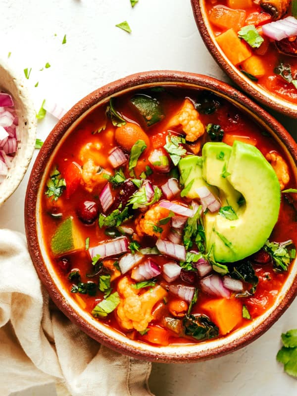 Extra-Veggie Vegetarian Chili with Avocado