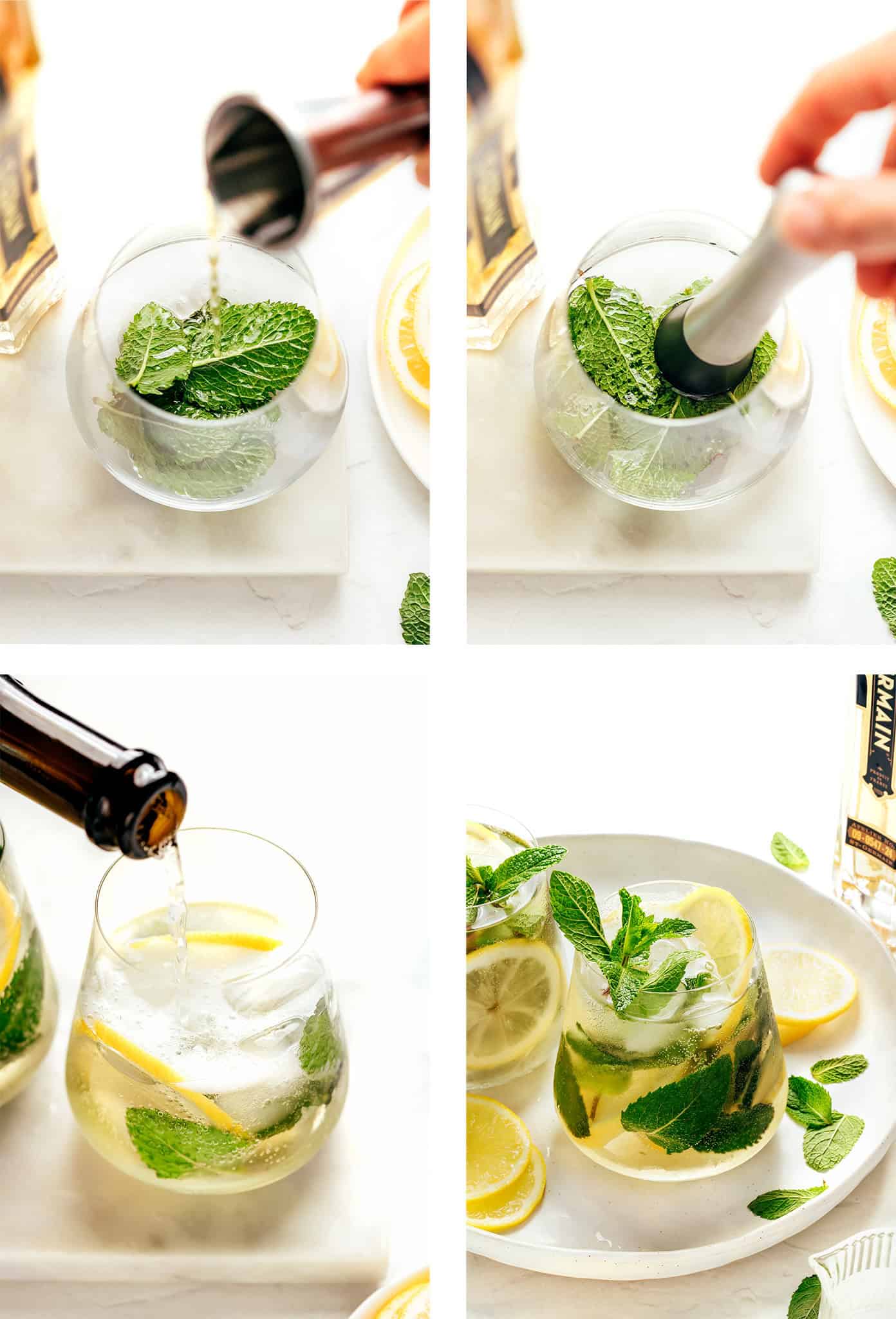 This classic Hugo Spritz recipe is made with prosecco, elderflower liqueur, soda water, mint, and lime โ the perfect Italian cocktail for summer. | gimmesomeovencom how to make a hugo spritz cocktail