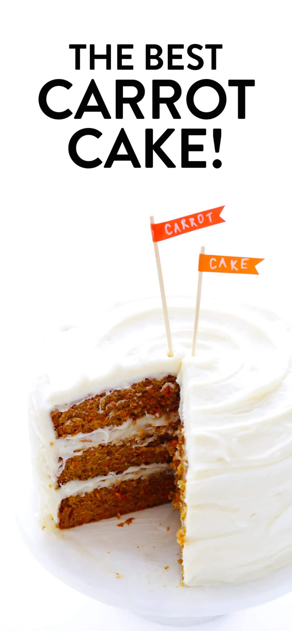 The BEST Carrot Cake Recipe! It's made with an easy homemade carrot cake (no mixer required) and the most heavenly cream cheese frosting. | gimmesomeoven.com #carrot #cake #dessert #easter #creamcheese #frosting #spring #vegetarian The BEST Carrot Cake with Cream Cheese Frosting